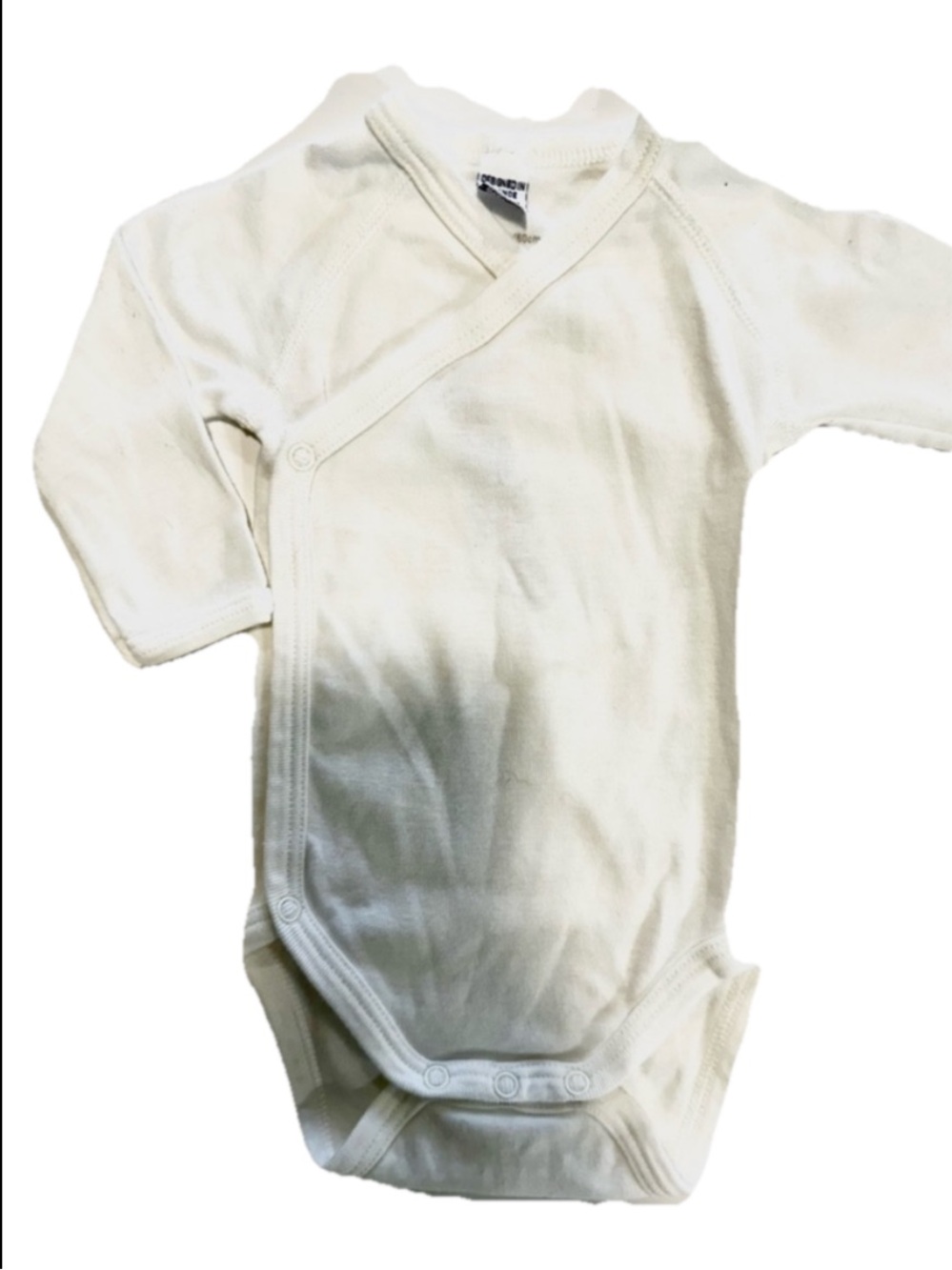 Petit Bateau Cream Long-Sleeve Wrap One-Piece Bodysuit